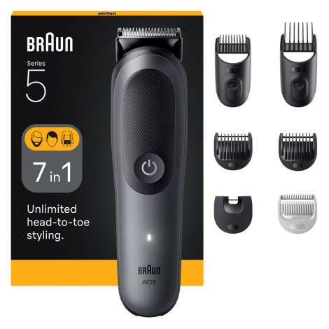 Braun 7-in-1 Grooming Kit | All-in-One Kit Series 5 AIO5520 | Cordless | Number of length steps 14 | Black