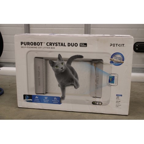 SALE OUT. PETKIT Purobot Crystal Duo with Camera Self-Cleaning Cat Litter Box | White | DAMAGED PACKAGING