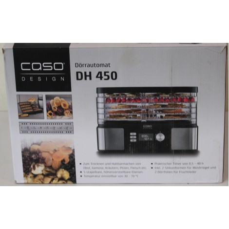 SALE OUT. Caso Food Dehydrator | DH 450 | Power 370-450 W | Number of trays 5 | Temperature control | Integrated timer | Black/Stainless Steel | DAMAGED PACKAGING, SCRATCHED  AND DENT ITEM TOP, MISSING INNER PACKAGING