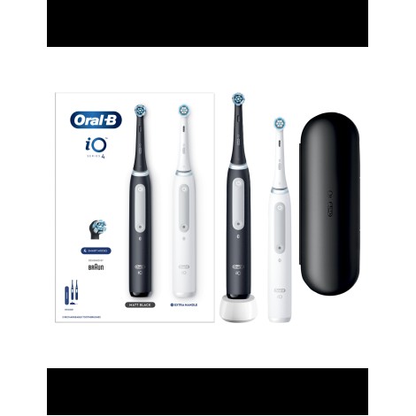 Oral-B | Electric Toothbrush Duo pack | iO4 Series | Rechargeable | For adults | Number of brush heads included 2 | Number of teeth brushing modes 4 | Black/White