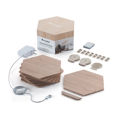 Nanoleaf|Elements Wood Look Hexagons Starter Kit (13 panels)|Cool White + Warm White