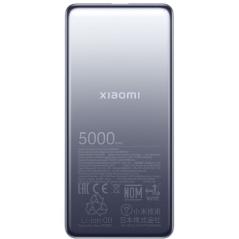 Xiaomi Ultra Slim Power Bank | 5000 mAh | USB-C | Gray