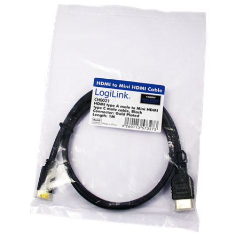Logilink | HDMI to Mini HDMI High Speed | CH0021 | HDMI male (type A) | Mini-HDMI (Type C) male | HDMI to HDMI | 1 m