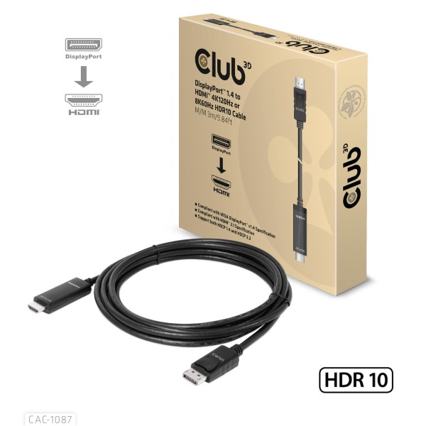 CABLE DP TO HDMI 3M/M/M CAC-1087 ...