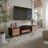 Cama Volare RTV cabinet 200 x 39 x 49 cm black/walnut + fireplace