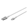 Goobay Lightning USB-A Supersoft Textile Cable with Metal Plugs, 1 m, white