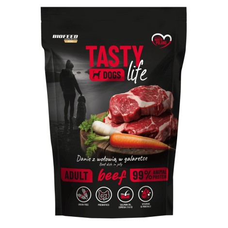 BIOFEED Tasty dog life wołowina 90% saszetka 500g