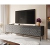 ABETO RTV cabinet on black steel frame 200x42x60 graphite/glossy graphite