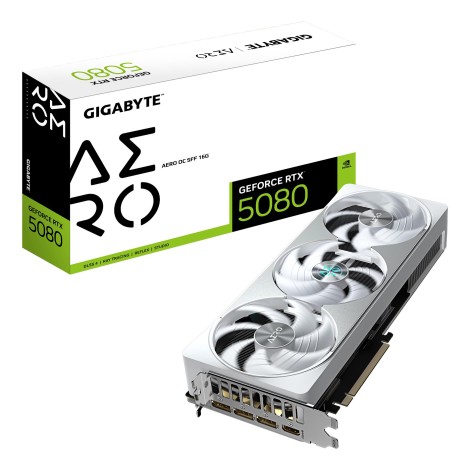 GIGABYTE GeForce RTX 5080 AERO OC SFF 16G Graphics Card - 16GB GDDR7, 256bit, PCI-E 5.0, 2730MHz Core Clock, 3 x DisplayPort, 1 x HDMI, GV-N5080AERO OC-16GD