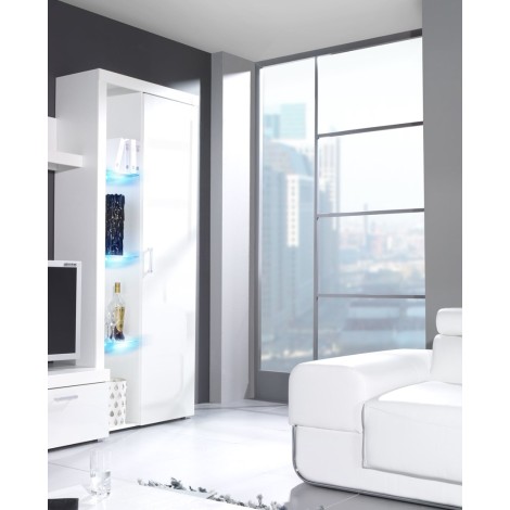 Cama high display cabinet SAMBA white/white gloss