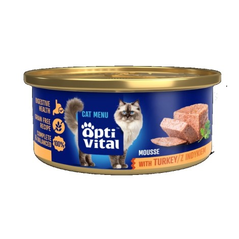 OptiVital mini puszka - Mus dla dorosłych kotów z indykiem 85g