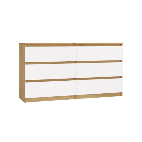M6 MALWA CHEST OF DRAWERS 140 CM 6 DRAWERS OAK ARTISAN/WHITE