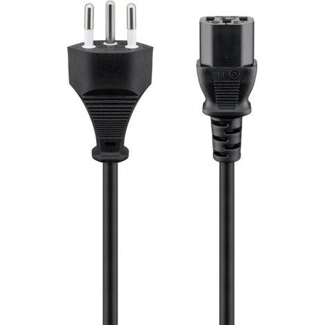 Goobay | Power supply cord, Switzerland | 93617 | Black Swiss male (type J, SEV 1011) | Device socket C13 (IEC connection)