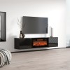 RTV LUXE cabinet 182.6x34.5x37.5 black/black gloss + black fireplace