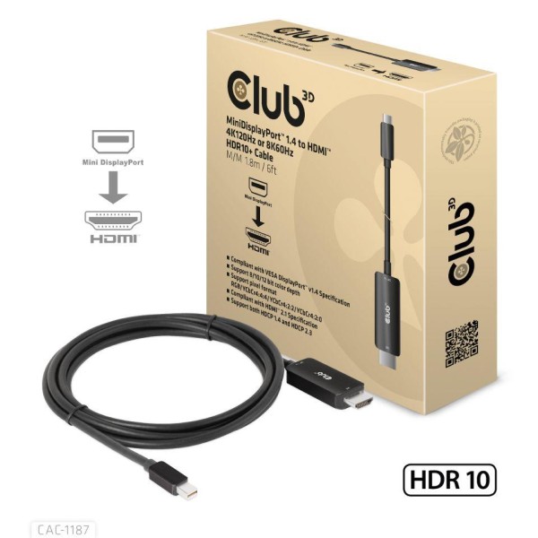 CABLE MINIDP TO HDMI 1.8M/M/M CAC-1187 ...