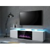 RTV EVA cabinet with electric fireplace 180x40x52 cm white/gloss white