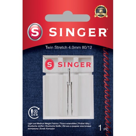 Singer | Twin Stretch Needle, Decorative, 4.0 80/12 1PK