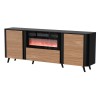 Cama Volare chest of drawers 200 x 39 x 75 cm black/walnut + fireplace