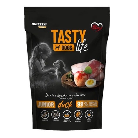 BIOFEED Tasty dog life junior kaczka 90% saszetka 500g