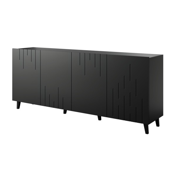 BARI chest of drawers 200x42x82 black ...