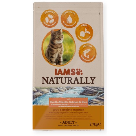 IAMS Naturally Adult North Atlantic salmon & rice - dry cat food - 2,7kg