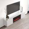 RTV LUXE cabinet 182.6x34.5x37.5 white/gloss white + black fireplace