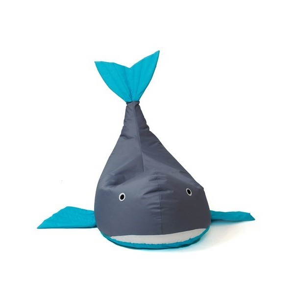 Sako bag pouffe Whale grey-blue L ...