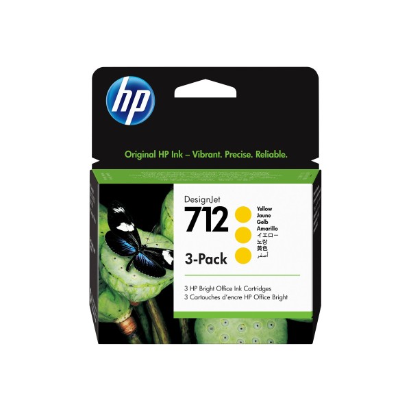 HP 712 3-Pack 29-ml Yellow DesignJet ...