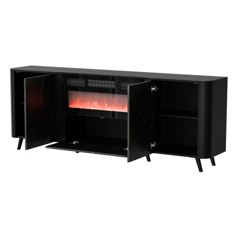 Cama Volare chest of drawers 200 x 39 x 75 cm black/san sebastian + fireplace