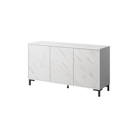 MARMO 3D chest of drawers 150x45x80.5 cm white matt/marble white