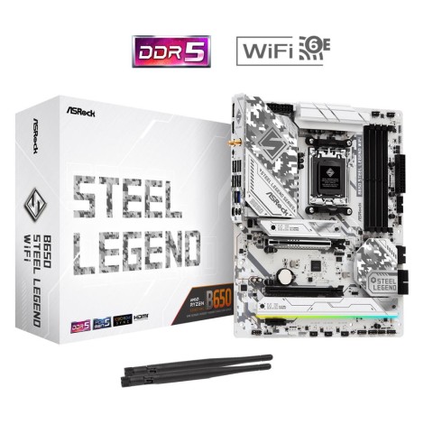 Mainboard|ASROCK|AMD B650|SAM5|ATX|Memory DDR5|Memory slots 4|1xPCI-Express 3.0 16x|1xPCI-Express 4.0 1x|1xPCI-Express 5.0 16x|1xM.2|1xHDMI|1xDisplayPort|8xUSB 2.0|3xUSB 3.2|2xUSB-C|1xRJ45|2xAudio port|B650STEELLEGENDWIFI
