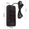 Maclean power strip, 6 socket extension + 4xUSB, 110-240V AC 50/60Hz, 2.1A max 2500W, 1.5 m, black, MCE389 B