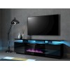 RTV EVA cabinet with electric fireplace 180x40x52 cm black/gloss black