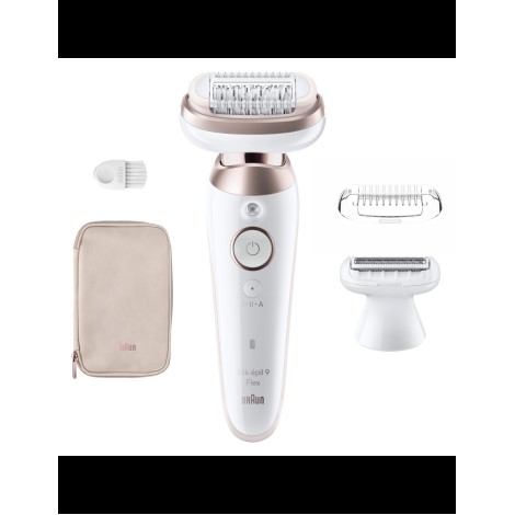 Braun Epilator | SES9-030 3D Silk-Epilk 9 Flex | Operating time (max) 50 min | Number of power levels 2 | Wet & Dry | White/Rose