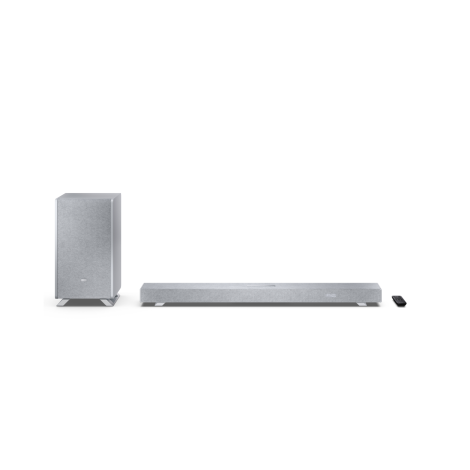 Sharp HT-SBW53121(SL) Q 3.1.2 Dolby Atmos/ DTS:X Soundbar with Wireless Subwoofer, Silver | Sharp
