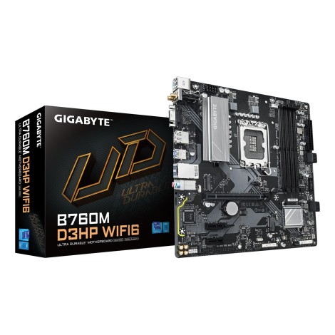 Mainboard|GIGABYTE|Intel B760 Express|LGA1700|Micro-ATX|Memory DDR5|Memory slots 4|2xPCI-Express 3.0 1x|1xPCI-Express 4.0 16x|2xM.2|1x15pin D-sub|1xHDMI|1xDisplayPort|2xUSB 2.0|3xUSB 3.2|1xUSB-C|1xPS/2|1xRJ45|3xAudio port|B760MD3HPWIFI61.0