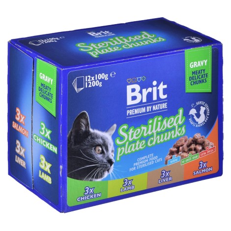 BRIT Premium Cat Sterilised Plate - wet cat food - 12x100g