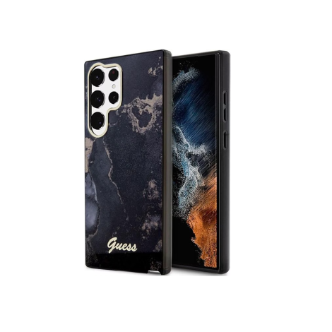 Guess GUHCS23LHTMRSK S23 Ultra S918 czarny|black hardcase Golden Marble Collection | GUESS