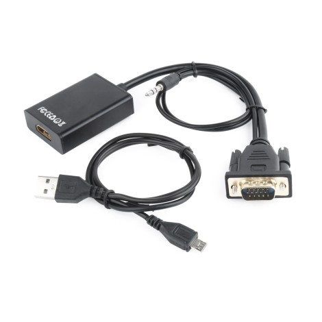 Gembird A-VGA-HDMI-01 video cable adapter 0.15 m HDMI Type A (Standard) VGA (D-Sub) Black