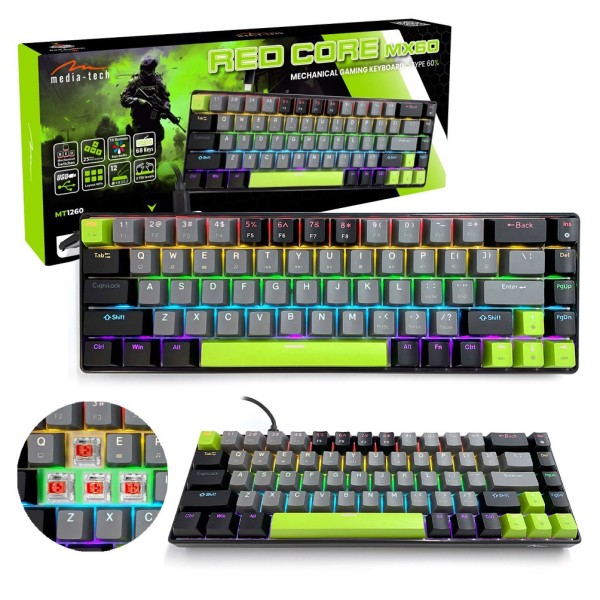Mechanical keyboard 60% RED CORE MX60 ...