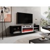 RTV cabinet POLO 180x33x39 black + fireplace white