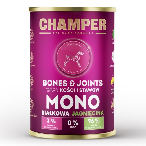 CHAMPER Bones & Joints Lamb - wet dog food - 400g