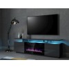 RTV EVA cabinet with electric fireplace 180x40x52 cm graphite/glossy graphite