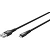 Goobay Lightning USB-A Supersoft Textile Cable with Metal Plugs, 2 m, black