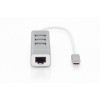 Digitus | USB Type-C 3-Port Hub + Fast Ethernet LAN Adapter | DA-70253