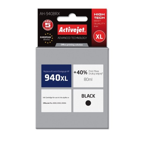 Activejet AH-940BRX Ink (replacement for HP 940XL C4906AE; Premium; 80 ml; black)