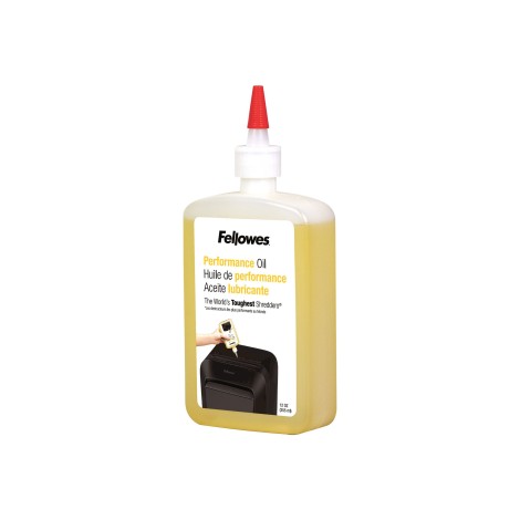 Fellowes | Shredder Oil 355 ml | For use with all Fellowes cross-cut and micro-cut shredders. Oil shredder each time wastebasket is emptied or a minimum of twice a month. Plastic squeeze bottle with extended nozzle ensures complete coverage