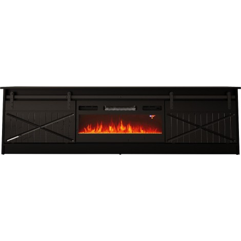 RTV GRANERO + fireplace cabinet 200x56.7x35 black/black gloss