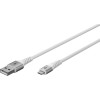 Goobay Lightning USB-A Supersoft Textile Cable with Metal Plugs, 1 m, white