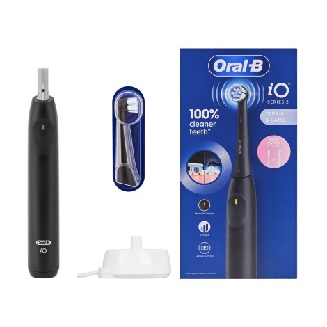 Oral-B Electric Toothbrush with Pressure sensor | iO2 | Rechargeable | For adults | Number of brush heads included 1 | Number of teeth brushing modes 3 | Black